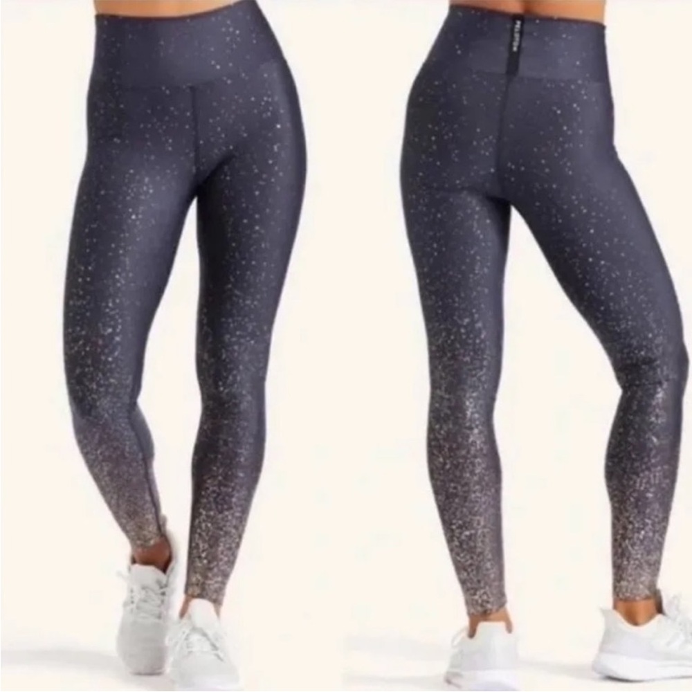 NWOT Peloton Show Up Sparkle Flex Flex Leggings Metallic Gold Blue Grey Small